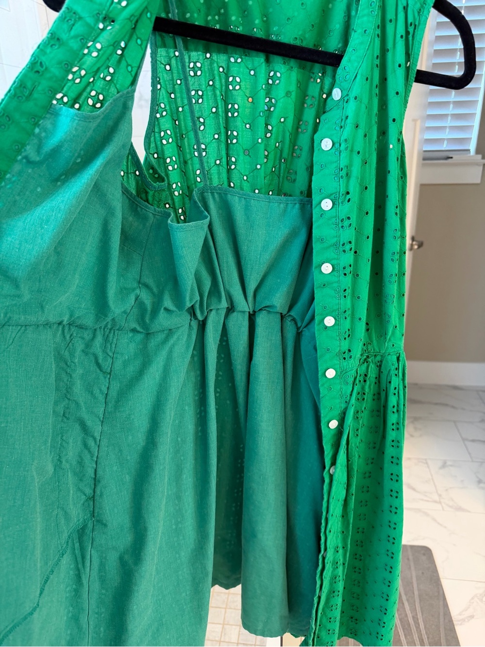 J. Crew Kelly Green Eyelet Sleeveless Button-Front Mini Dress - Picture 6 of 6